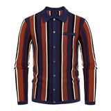 Men's Lapel Striped Jacquard Long Sleeve Knitwear 70348053M