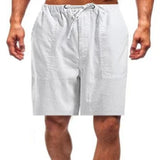 Men's Casual Solid Color Linen Pocket Shorts 66981374Y