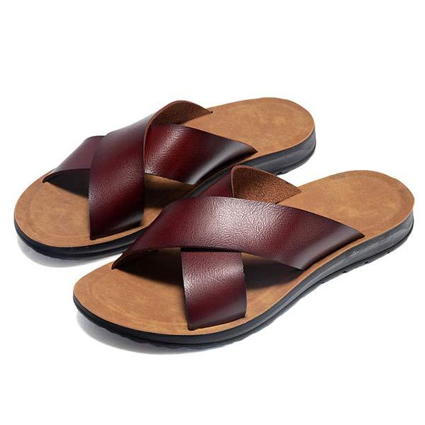 Mens Casual Beach Slippers 10439769 Red Wine / 6 Shoes