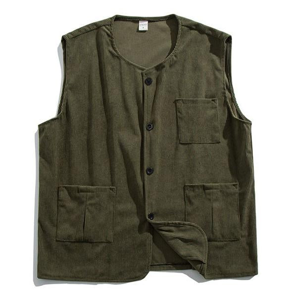 Mens Loose Multi-Pocket Vest 51982905X Army Green / 3Xl Vests