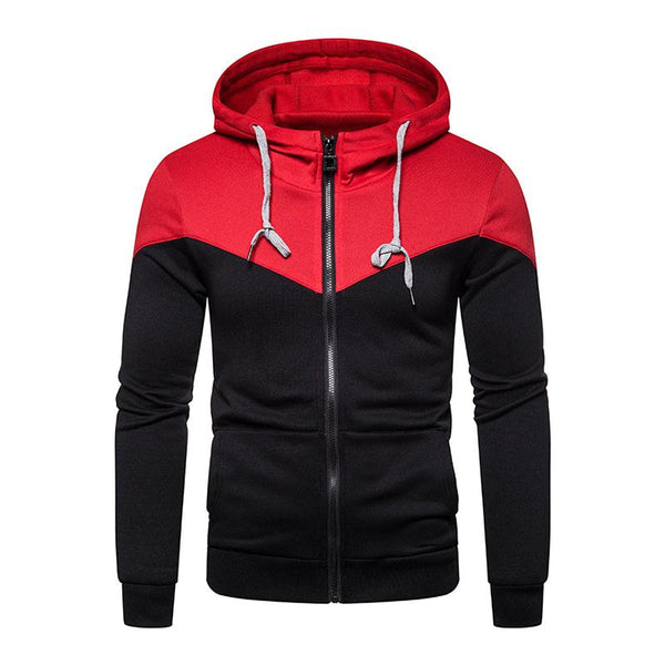 Men's Casual Color Contrast Stitching Hoodie Jacket 40791532M