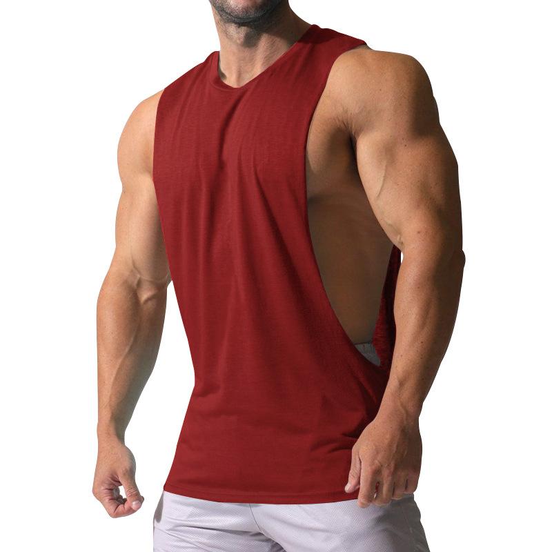 Men's Loose Solid Large Side Slit Sports Fitness Tank Top 23142265Z