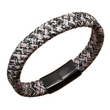 Men's Vintage Leather Braided Titanium Steel Bracelet 79524903M