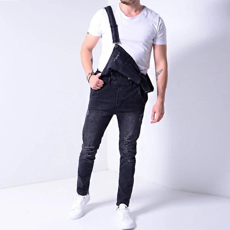 Men's Casual Denim Ripped Overalls 68901284Y