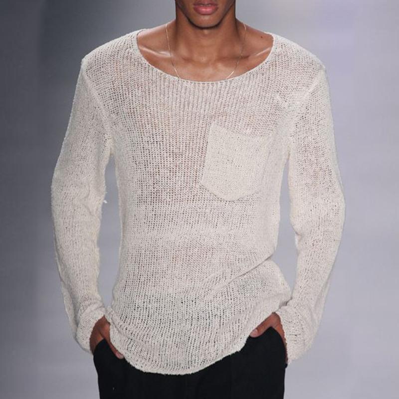 Men's Casual Thin Long Sleeve Pocket Knitted Sweater 82174528M