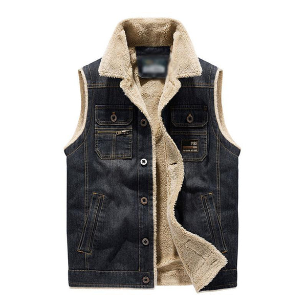 Men's Casual Multi-pocket Sherlock Denim Vest 99337972M