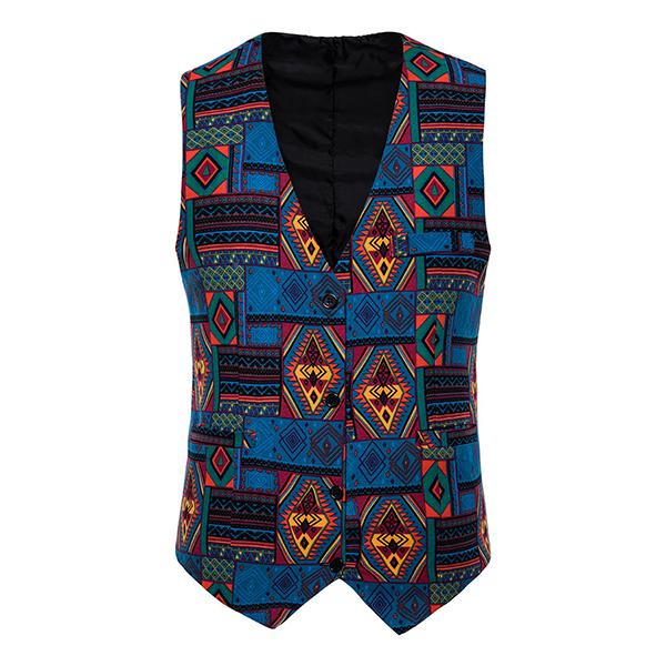 Mens Vintage Print Vest 48006166M Blue / M Vests