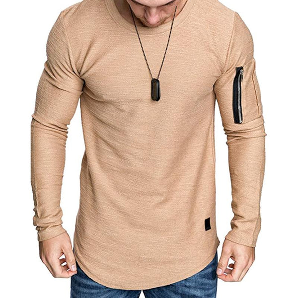Men's Zip Pocket Long Sleeve Crew Neck T-Shirt 56507368X
