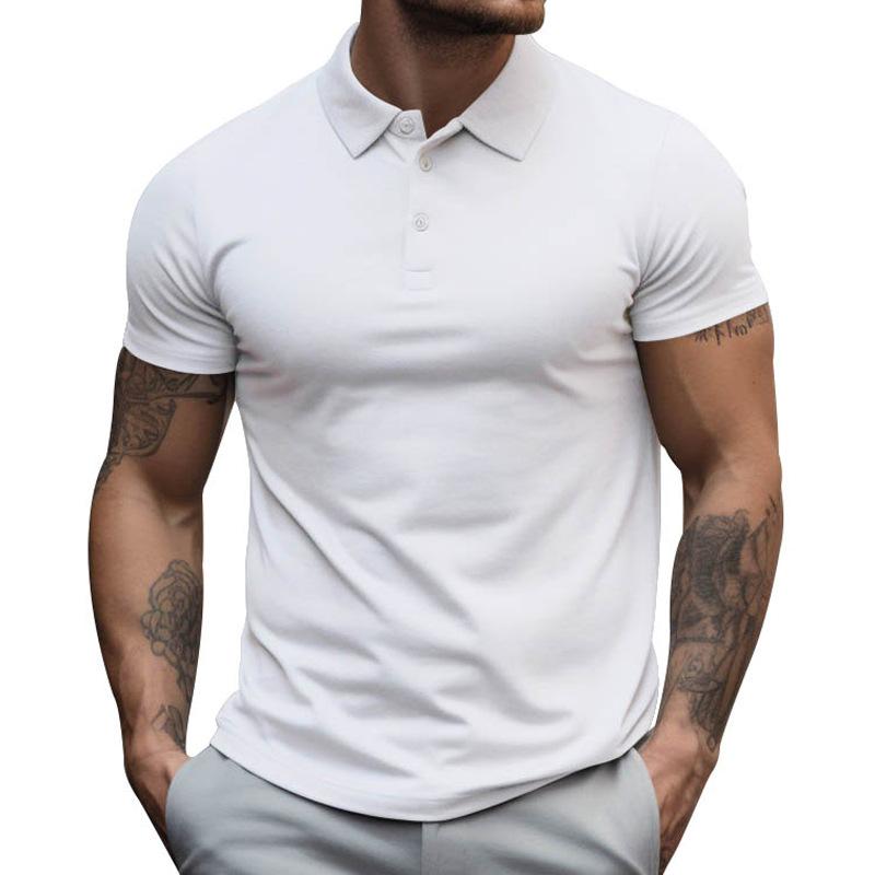 Men's Solid Slim Lapel Short Sleeve Casual Polo Shirt 22236281Z