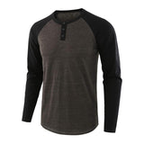 Men's Casual Colorblock Loose Henley T-Shirt 42204991M