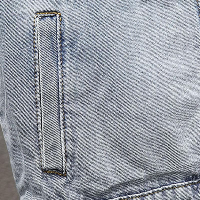 Men's Casual Lapel Multi Pocket Slim Denim Vest 47069073M