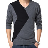Men's Cotton V-Neck Panel Short Sleeve T-Shirt 71490143X