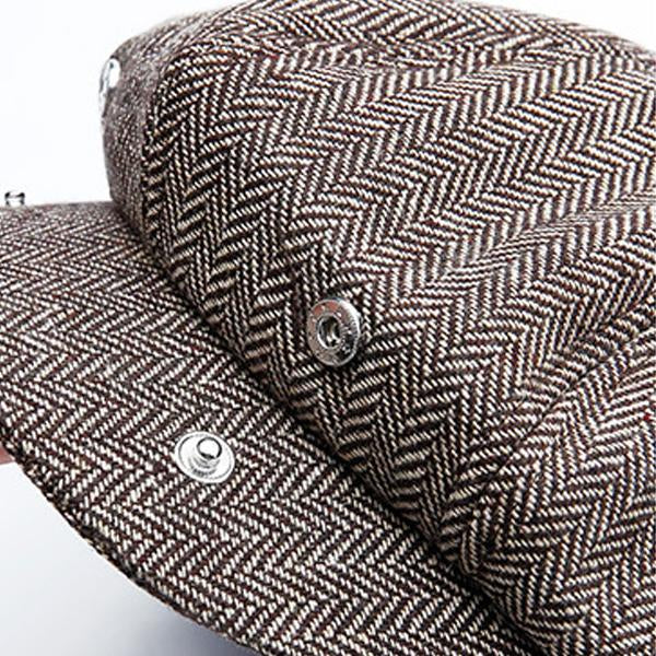 Men's British Vintage Herringbone Octagon Beret 27874947M