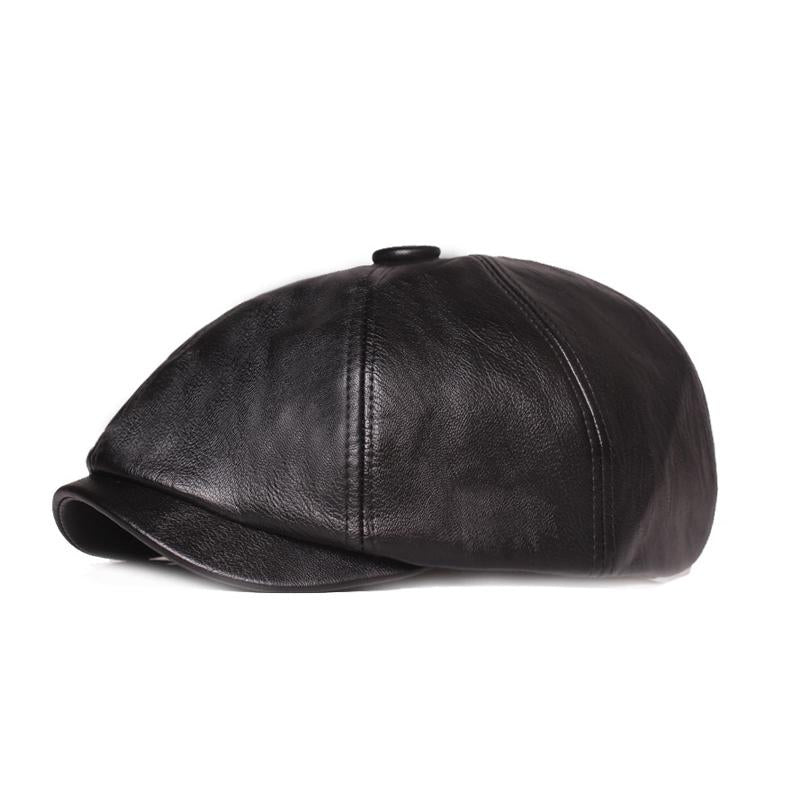 Men's Retro Solid Color PU Beret 81139955X