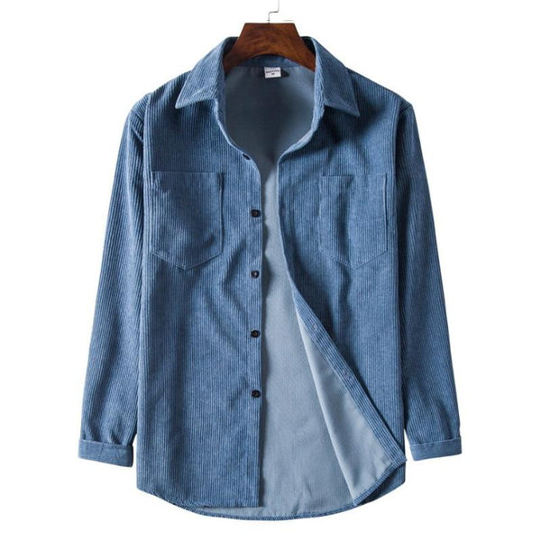 Men's Solid Color Corduroy Long Sleeve Shirt 45368565X