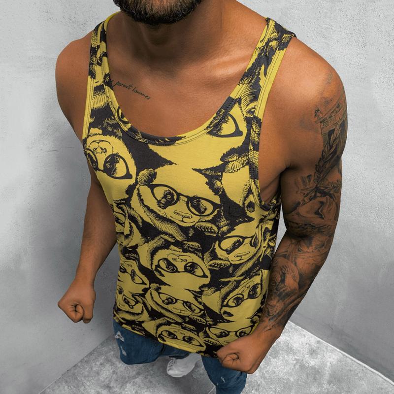 Men's Round Neck Printed Sports Tank Top 01648058X