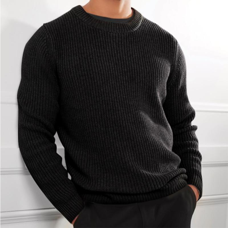 Men's Round Neck Solid Knit Sweater 25404401Z