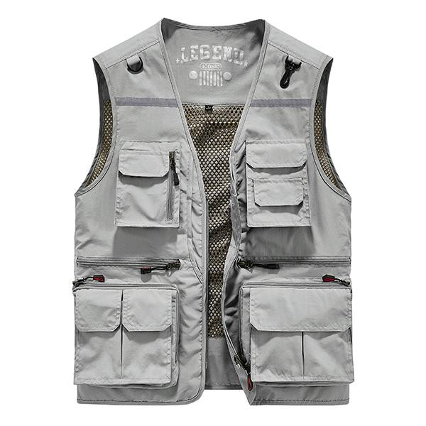 Mens Multi-Pocket Tactical Cargo Vest 53117159M Light Grey / S Vests