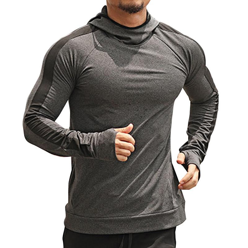 Men's Color-Block Hooded Long-Sleeved Quick-Drying T-Shirt 20523447Y
