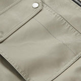 Men's Zipper Stand Collar Colorblock Leather Jacket 99146239X