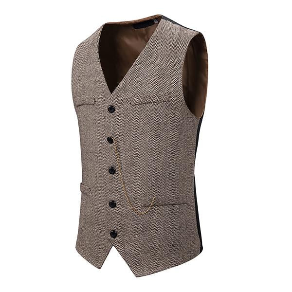 Mens Herringbone Single Breasted Vest 21473001M Vests