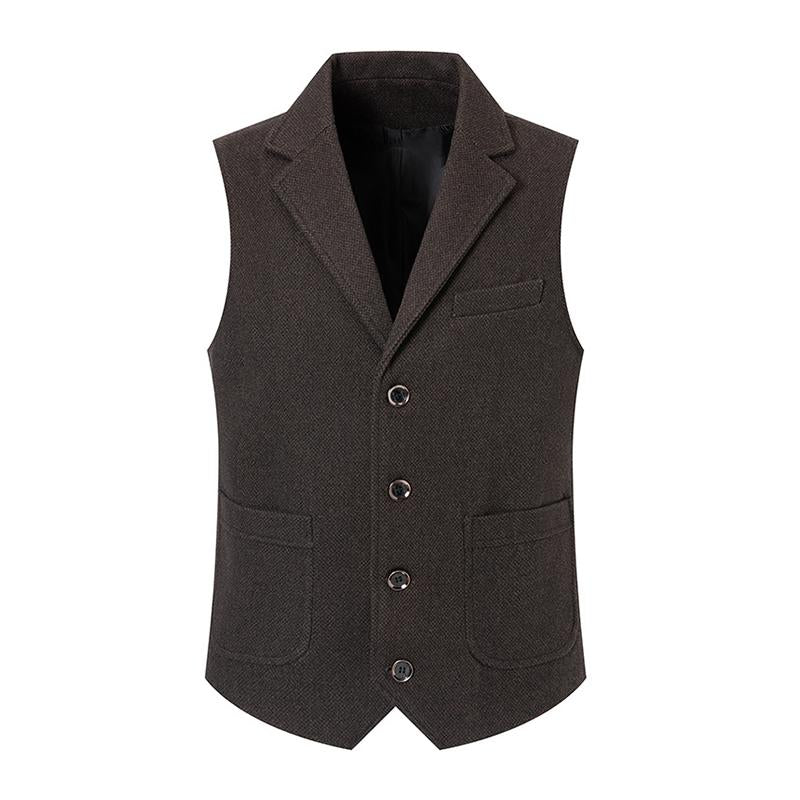Men's Casual V-Neck Single-Breasted Patch Pocket Vest 53325062M