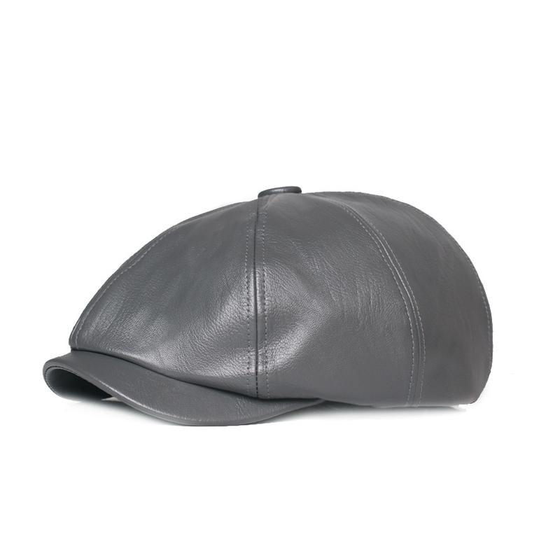 Men's Retro Solid Color PU Beret 81139955X