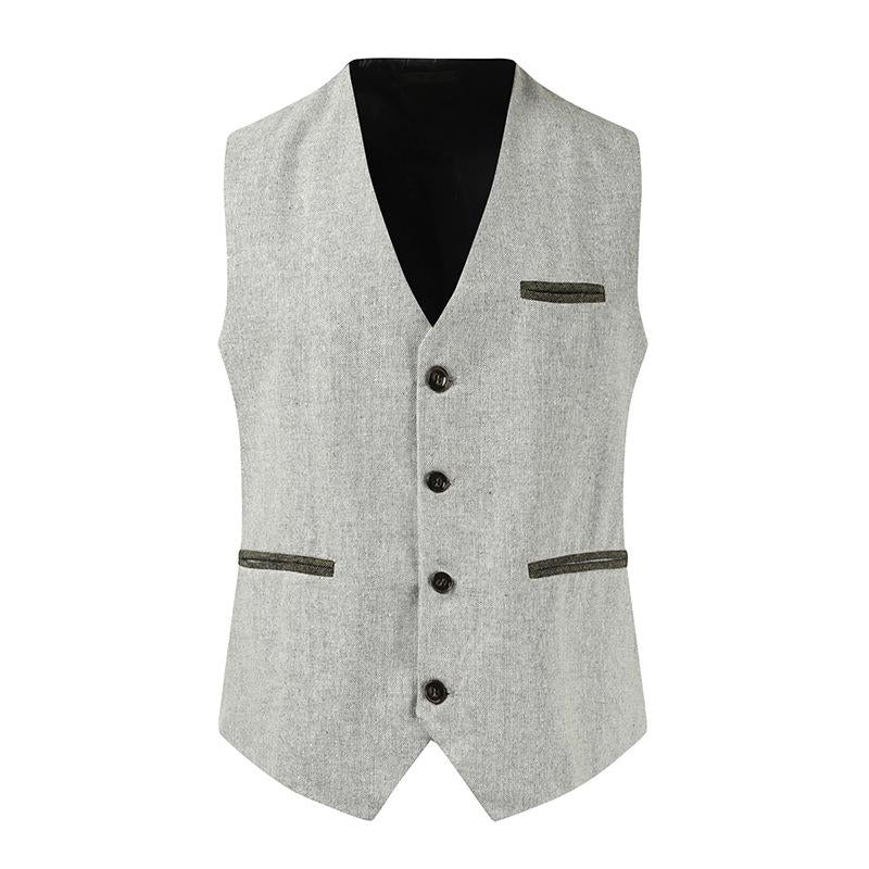 Gilet de costume en cuir à boutonnage simple vintage pour homme 31615058Y