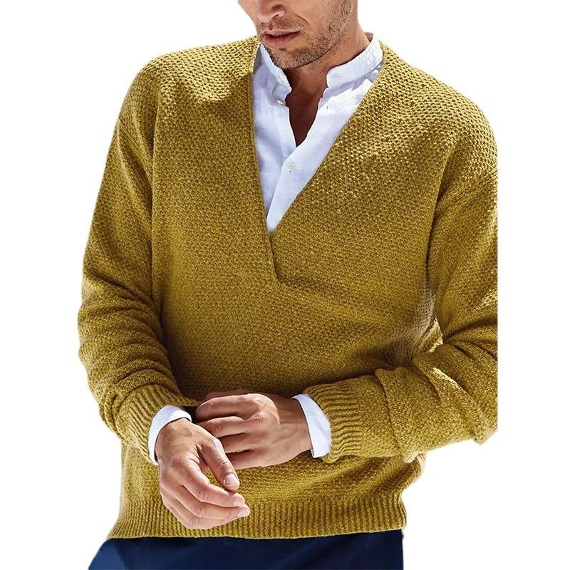 Men's Slim Fit Long Sleeve V-Neck Knit Pullover Sweater 57994922M