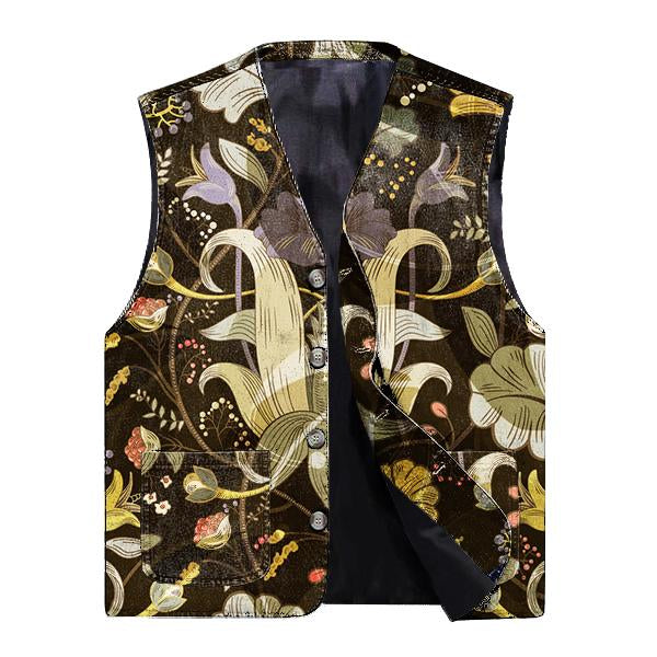 Gilet con scollo a V e stampa floreale vintage da uomo 32926409X
