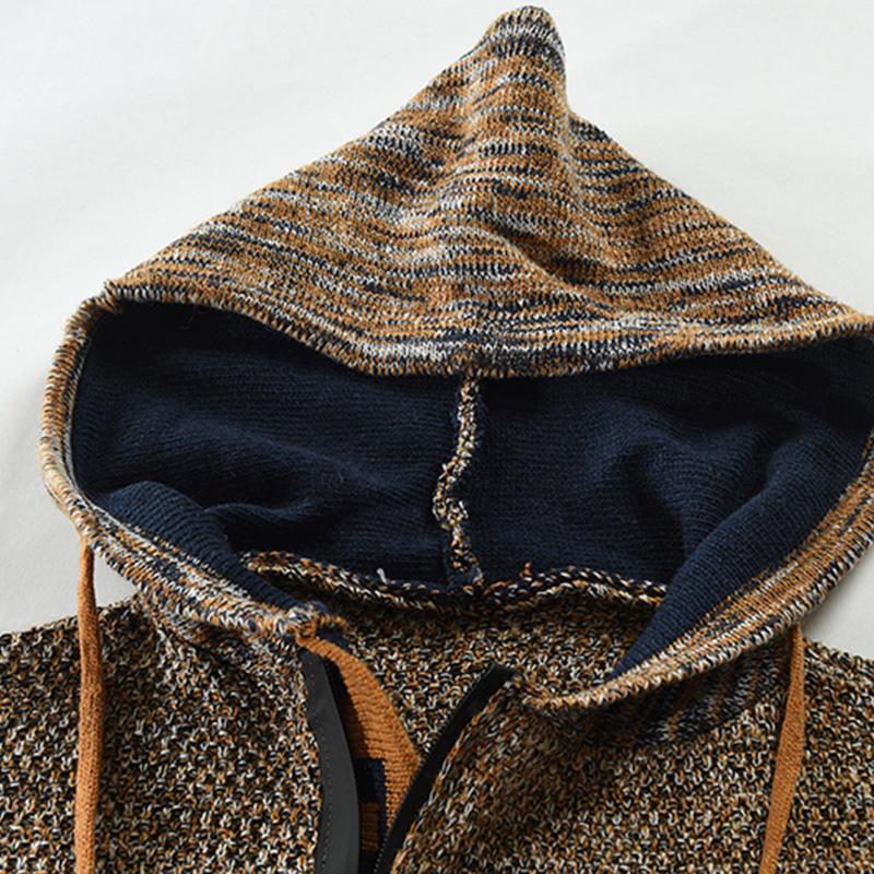 Men's Casual Kangaroo Pocket Hooded Knit Sweater 71917674M