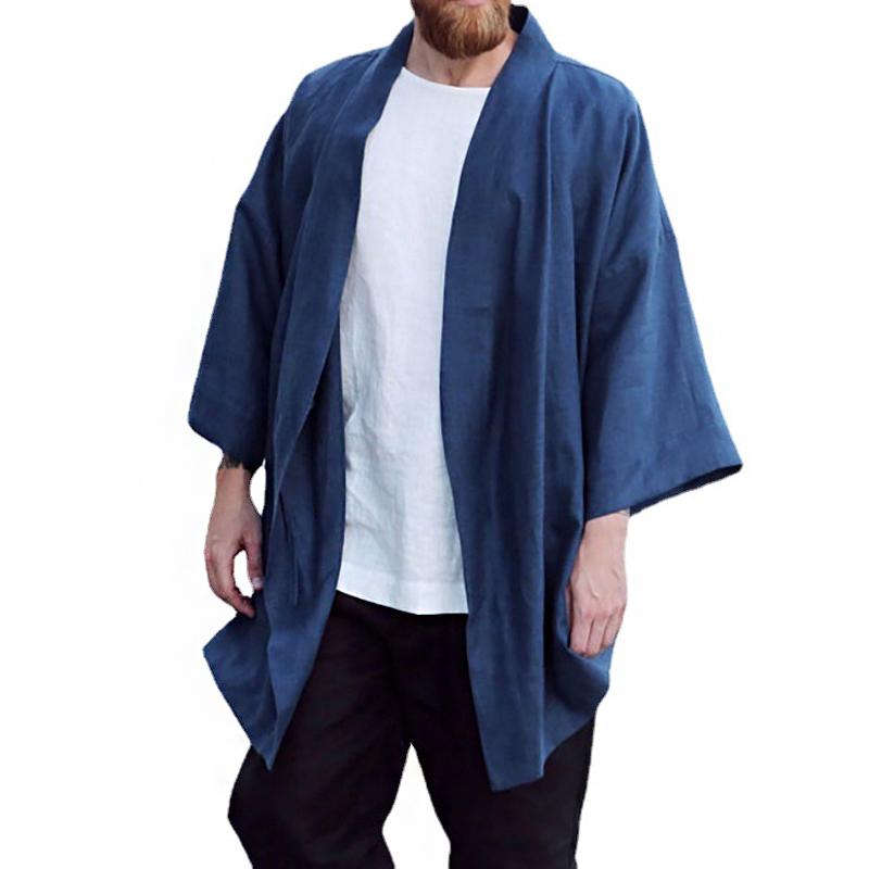 Men's Casual Solid Color Linen Shirt Jacket 51282514Y