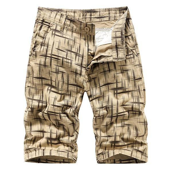 Mens Casual Print Shorts 25811394X Khaki / 29