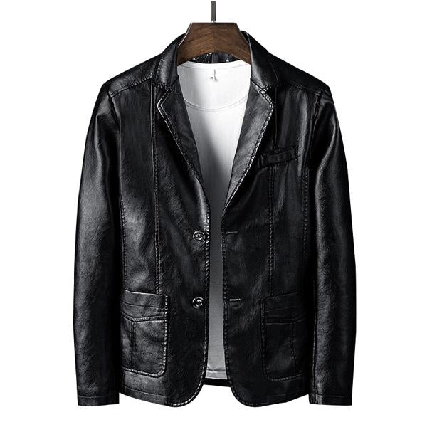 Blazer de cuero estilo motociclista vintage para hombre 07804226X