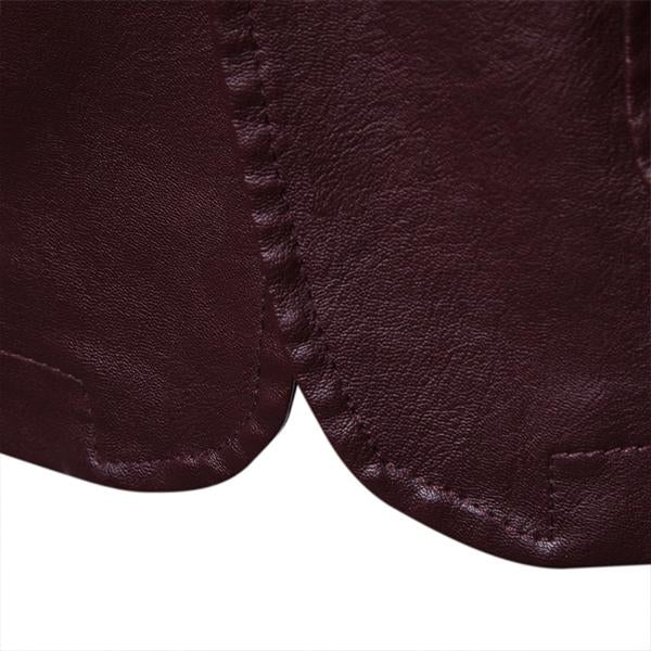 Men's Vintage Lapel Two Button Leather Blazer 32344449M