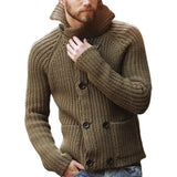Men's Double Breasted Long Sleeve Turtleneck Knit Jacket 90953320X