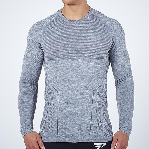 Men's Solid Color Stitching Long-Sleeved Quick-Drying T-Shirt 77590641Y