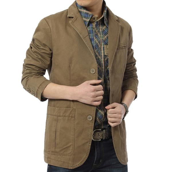 Men's Lapel Cotton Solid Jacket 00227361X – Manlytshirt