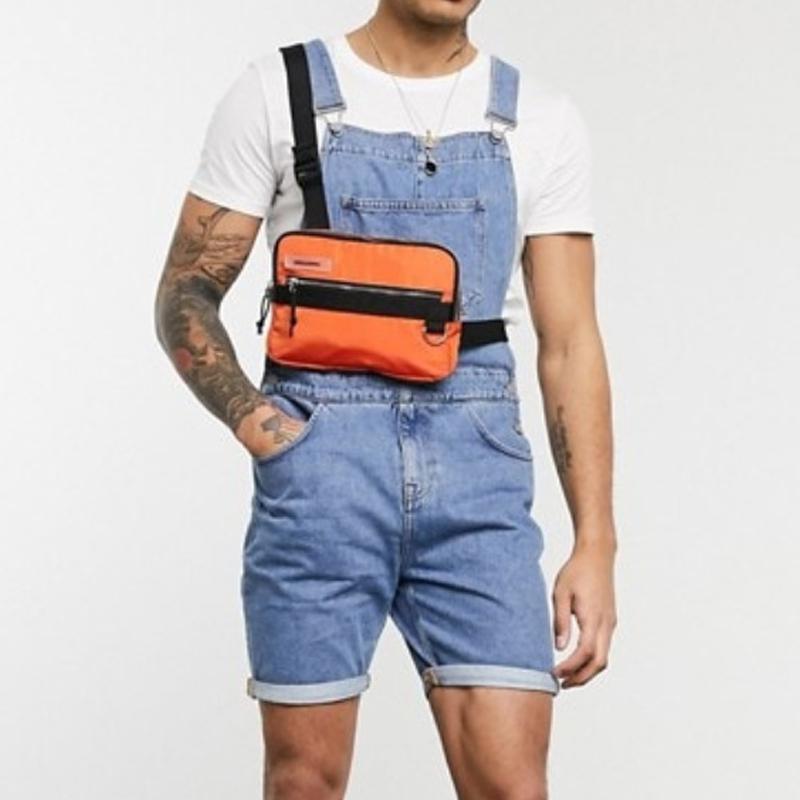 Men's Casual Vintage Denim Shorts Overalls 70861382Y