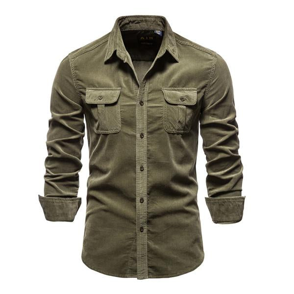 Mens Vintage Corduroy Shirt 86503503X Green / M Shirts & Tops