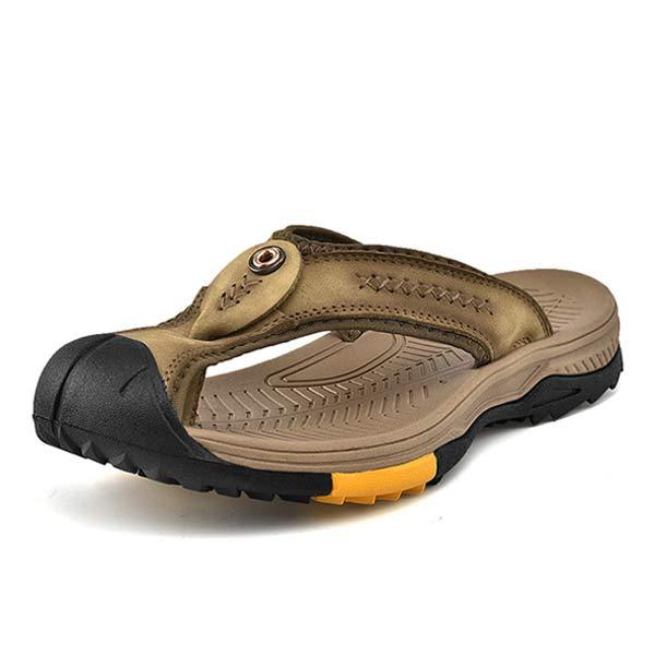 Mens Protective Toe Flip-Flops 04501657 Khaki / 6 Shoes