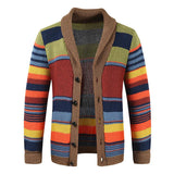 Men's Colorblock Lapel Sweater Jacket 02918584X