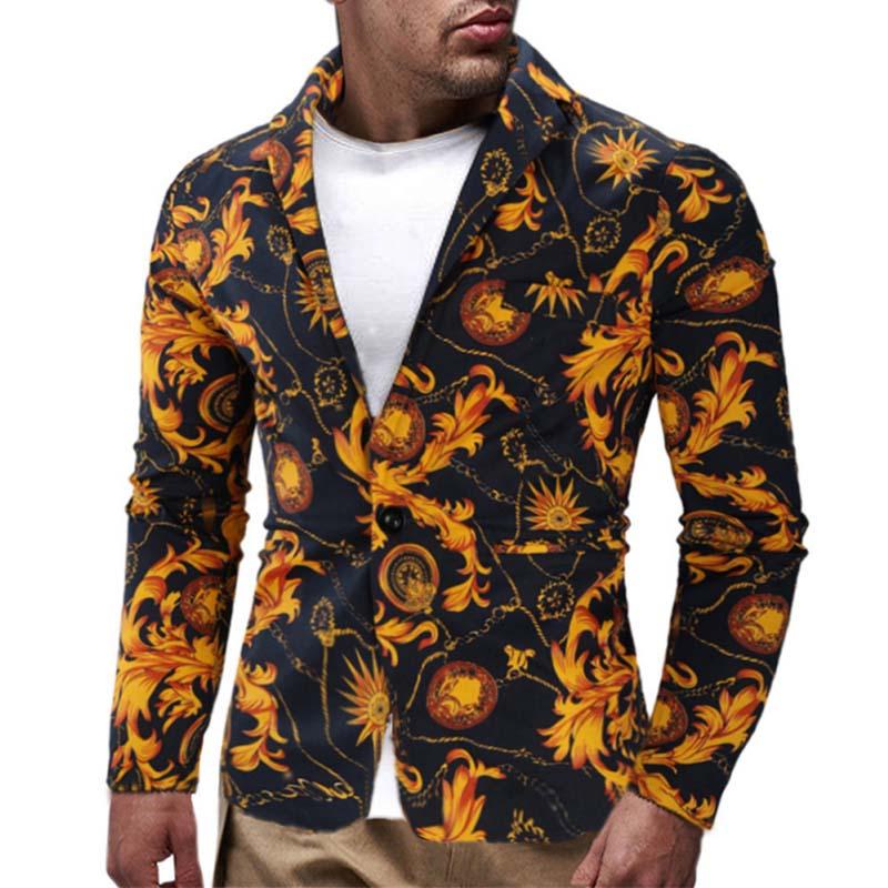 Men's Vintage Ethnic Print Lapel Blazer 81540555M