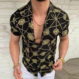 Men's Casual Vintage Print Short Sleeve Shirt 59626676Y