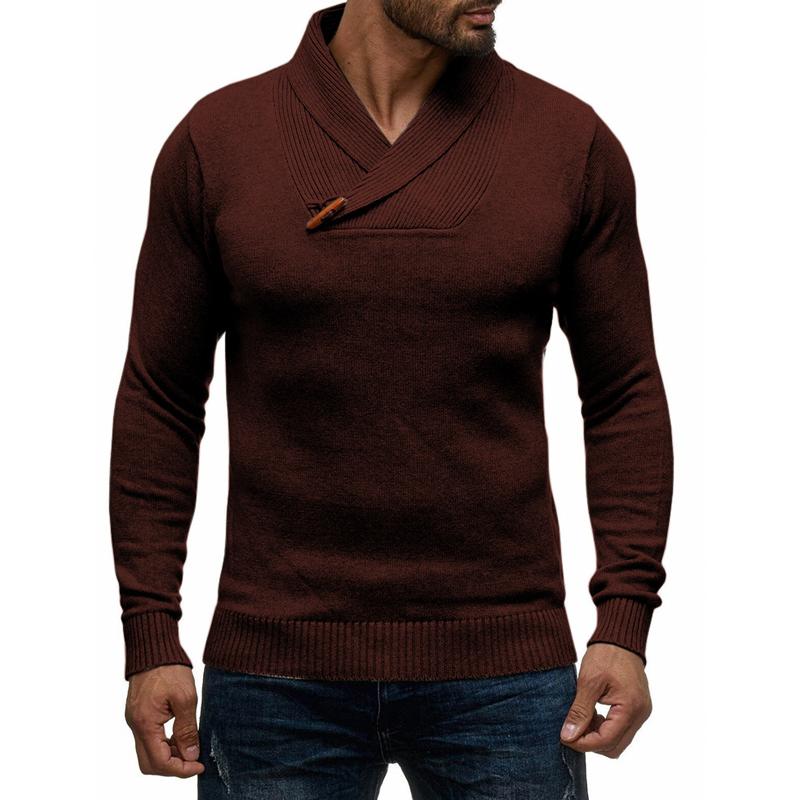 Men's V-neck Solid Color Pullover Sweater 30730637X