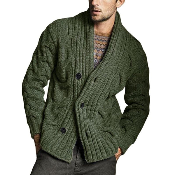 Men's Solid Color Long Sleeve Knit Sweater Jacket 09159392X