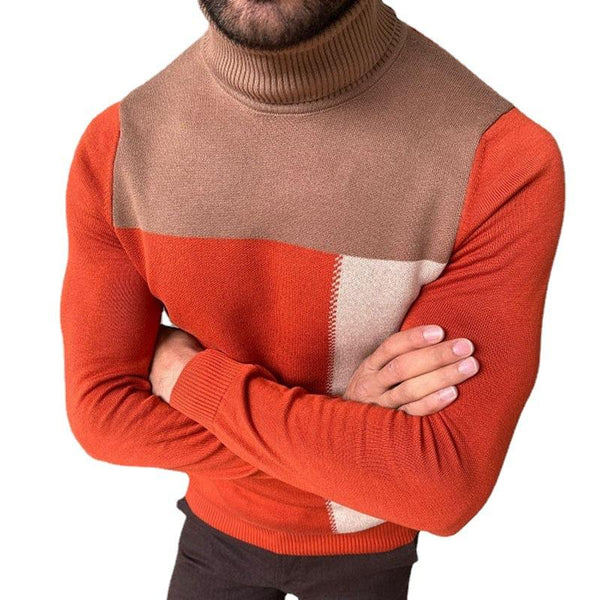 Men's Casual Turtleneck Contrast Sweater 94879436M