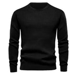 Men's Thin Section Check Loose Round Neck Casual Long Sleeve Knit 18646518X