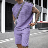 Men's Casual Knit Tank Shorts Set 19022948M