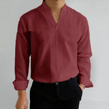 Men's Stand Collar Fitted Long Sleeve Shirt 47663072M